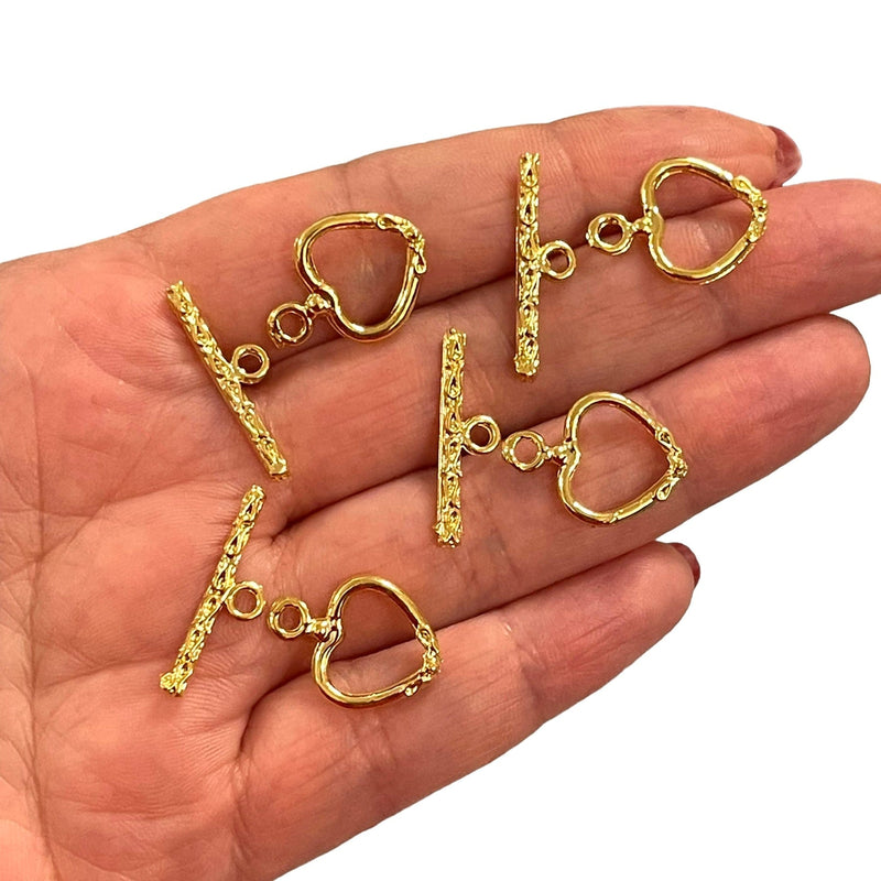 4 Sets 24Kt Shiny Gold Plated Toggle Clasps,