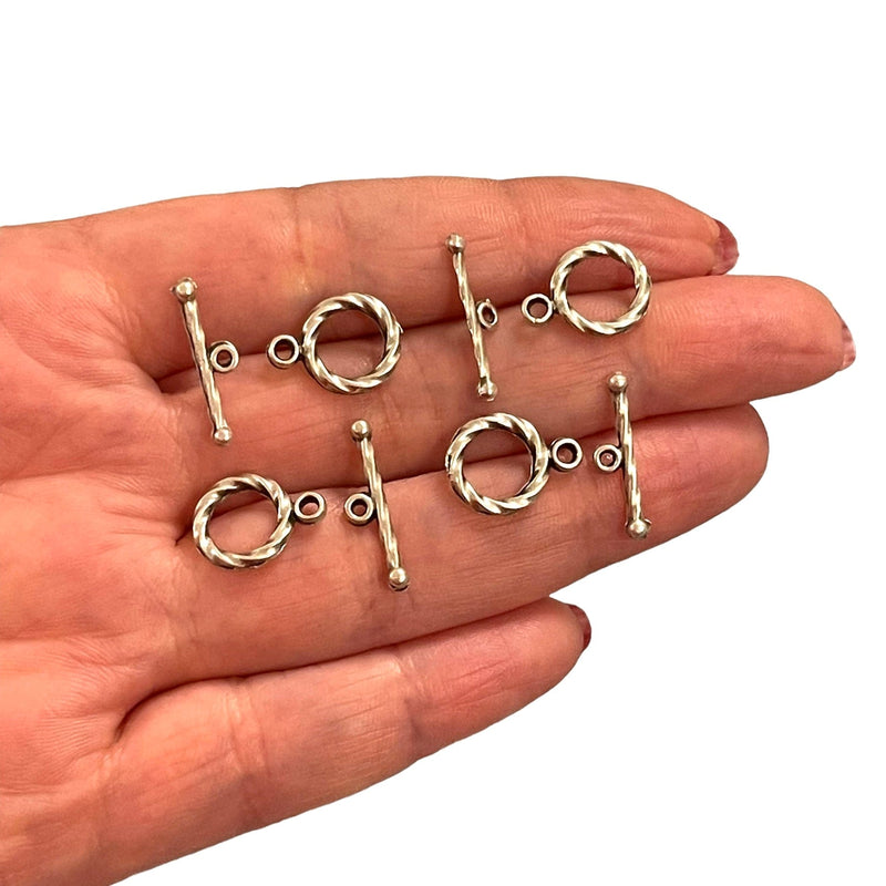 4 Sets Antique Silver Plated Toggle Clasps,