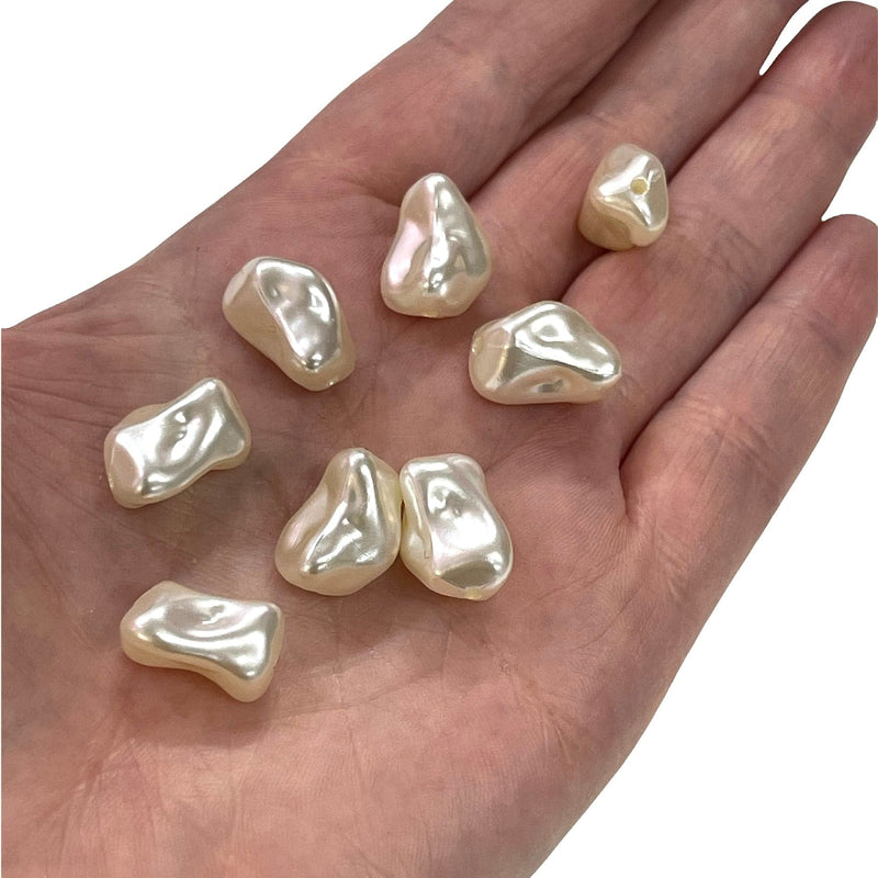 Ivory Color Acrylic Baroque Pearl 9.3x16.3mm Beads with 1.5mm Hole, 50 Gr Pack-60 Beads