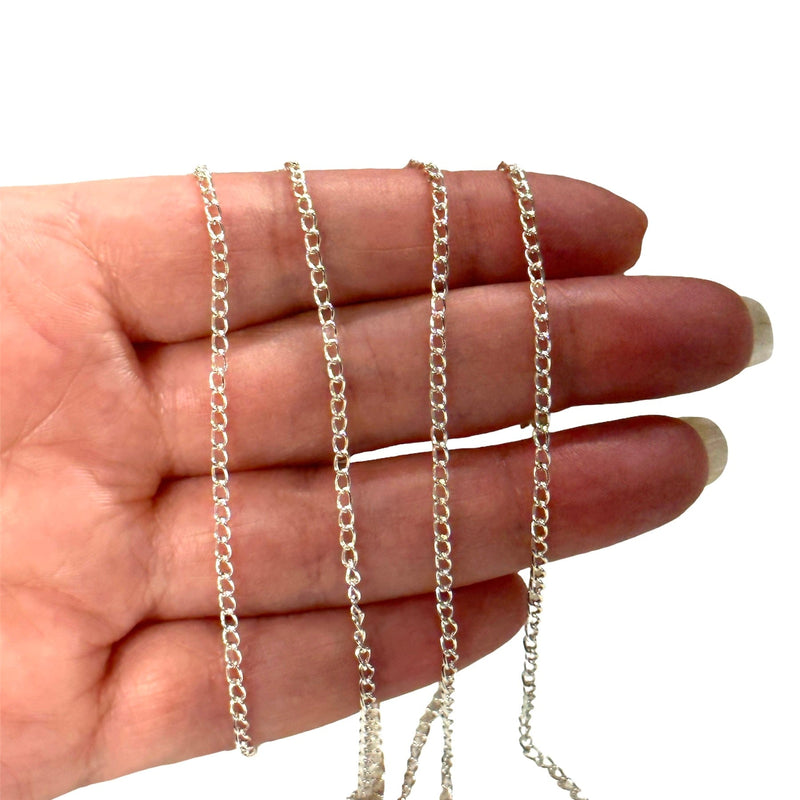 Silver Plated 3x2mm Gourmet Chain, Silver Plated Open Link Chain