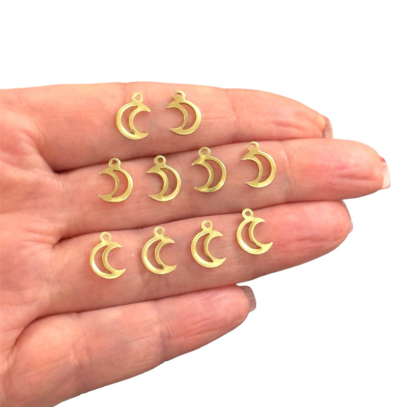 Raw Brass Crescent Charms,10 pcs in a pack