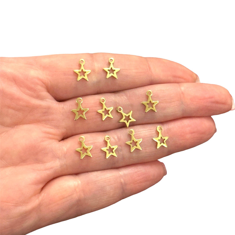 Raw Brass Star Charms,10 pcs in a pack