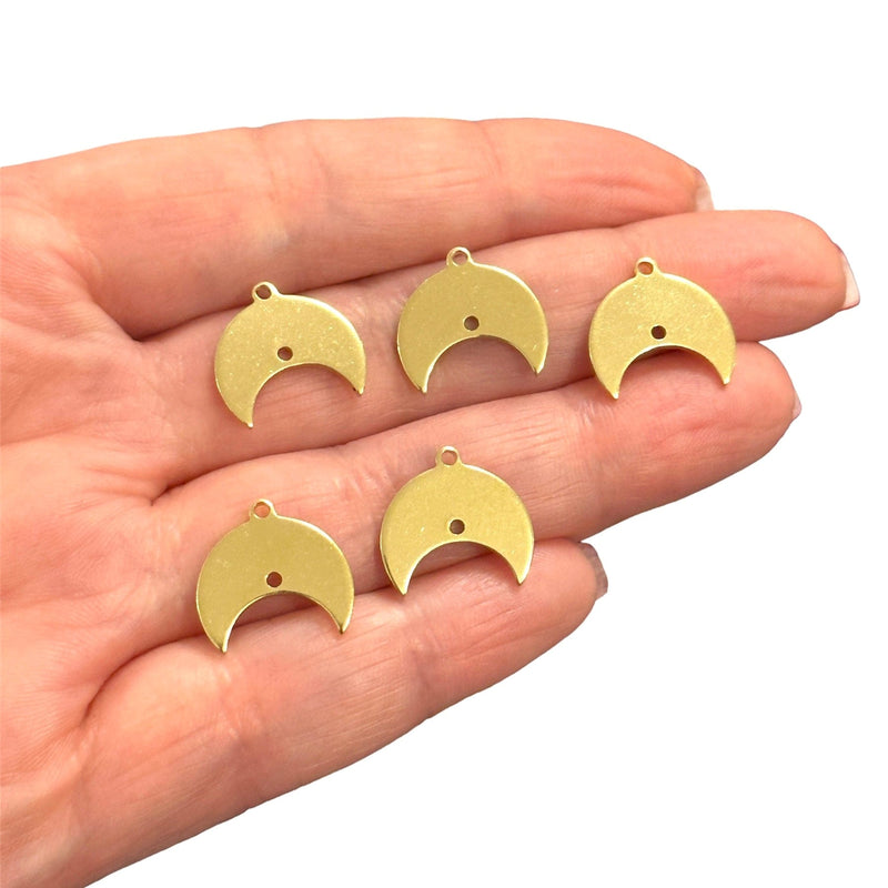 Raw Brass Crescent Charms,5 pcs in a pack