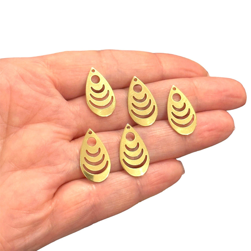 Raw Brass Drop Charms,5 pcs in a pack