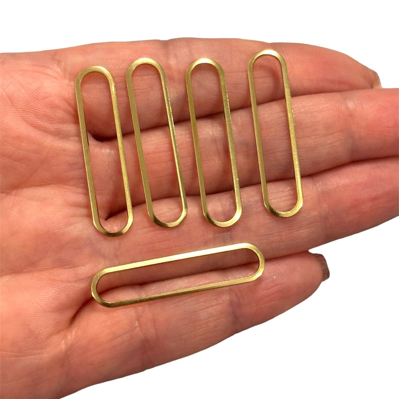 Raw Brass Oval Link Charms, Oval Connector Charms, 5 pcs in a pack