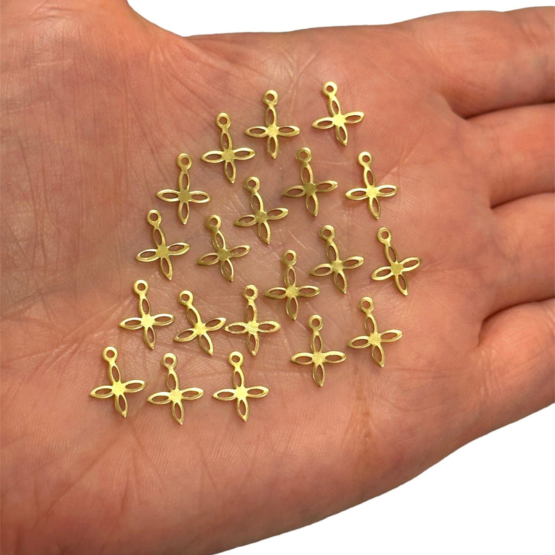 Raw Brass Flower Charms, 20 pcs in a pack
