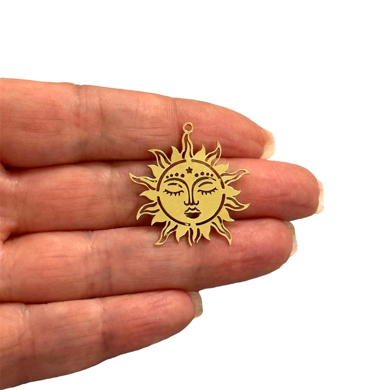 Raw Brass Sun Charm, Laser Cut Sun Charm
