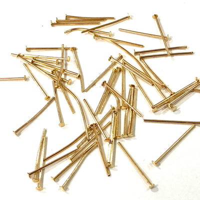 20mm 22Kt Gold Plated Brass Headpins, 0.8mm by 20mm, 20mm Brass  Head Pins£3