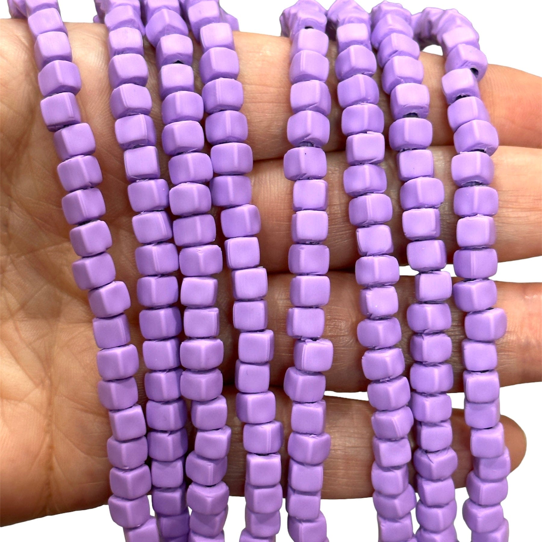 Lilac Polymer Clay Cube 4mm Beads, 4mm Polymer Clay Spacers Peppy Beads