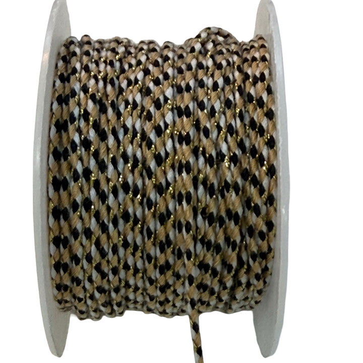 2mm Braided Jewellery Cord – Black, Beige &amp; White
