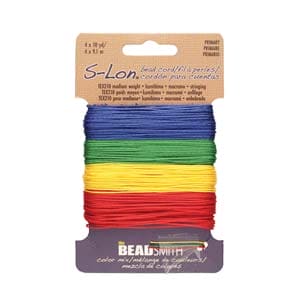 S-Lon Bead Cord 10 Yards Each Primary Colors Mix, 40 Yards Total