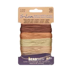 S-Lon Bead Cord 10 Yards Each Neutrals Mix, 40 Yards Total