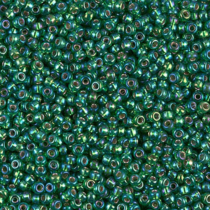 Miyuki Seed Beads 15/0, 1016 -Silver Lined Green AB, 10 Gr