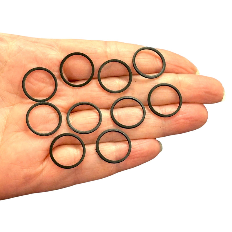 Black Plated 16mm Connector Rings, 16mm Closed Black Rings, 10 pcs in a pack