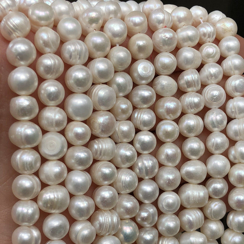 Creamy White Freshwater Pearls, 10mmx11mm, Medium Ivory Potato Pearls, 14 Inch Strand