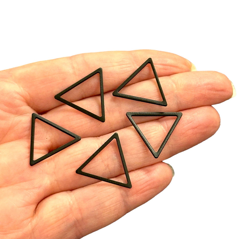 Black Plated 20mm Triangle Charms, Black Triangle Connector Charms, 10 pcs in a pack
