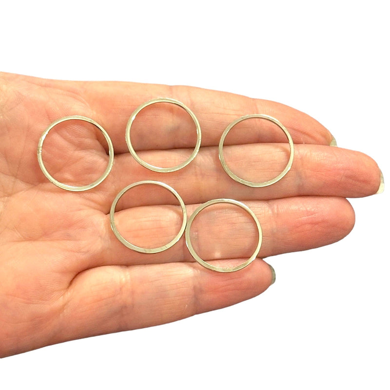 Rhodium Plated 20mm Connector Rings, 20mm Closed Rhodium Rings, 5 pcs in a pack