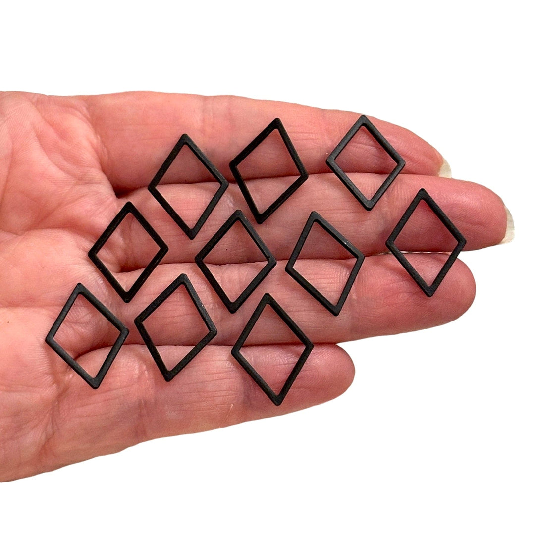 Black Plated 20x15mm Rhombus Charms, Black Rhombus Connector Charms, 10 pcs in a pack