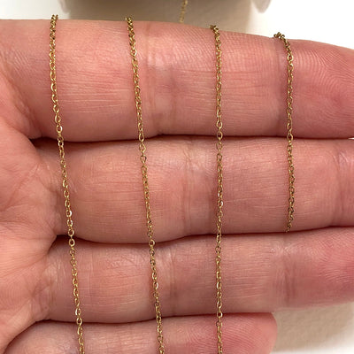 Stainless Steel 24Kt Gold Plated Cable Chain, Gold Plated Soldered Stainless Steel Chain 1mm