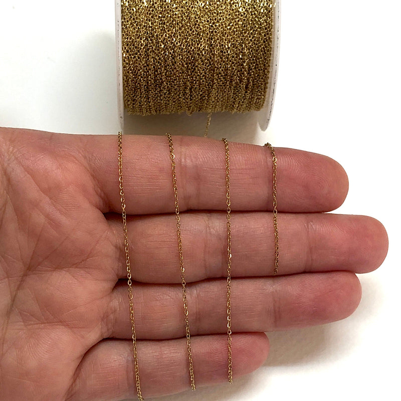 Waterproof Stainless Steel 24Kt Gold Filled Cable Chain, Gold Filled Soldered Stainless Steel Chain 1mm