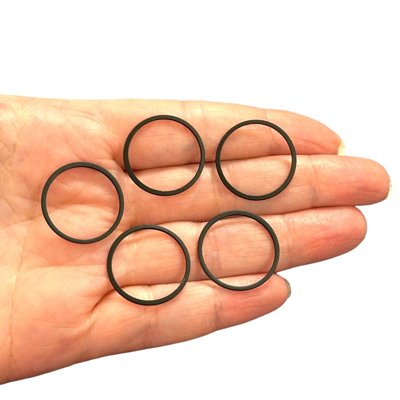 Black Plated 22mm Connector Rings, 22mm Closed Black Rings, 5 pcs in a pack