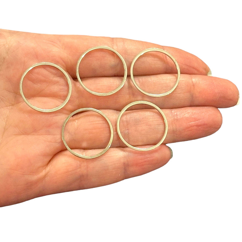 Rhodium Plated 22mm Connector Rings, 22mm Closed Rhodium Rings, 5 pcs in a pack