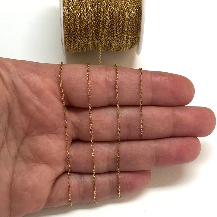 Waterproof Stainless Steel 24Kt Gold Filled Cable Chain, Gold Filled Soldered Stainless Steel Chain 1.2mm