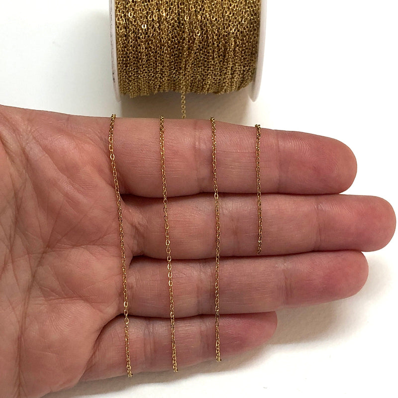 Waterproof Stainless Steel 24Kt Gold Filled Cable Chain, Gold Filled Soldered Stainless Steel Chain 1.2mm