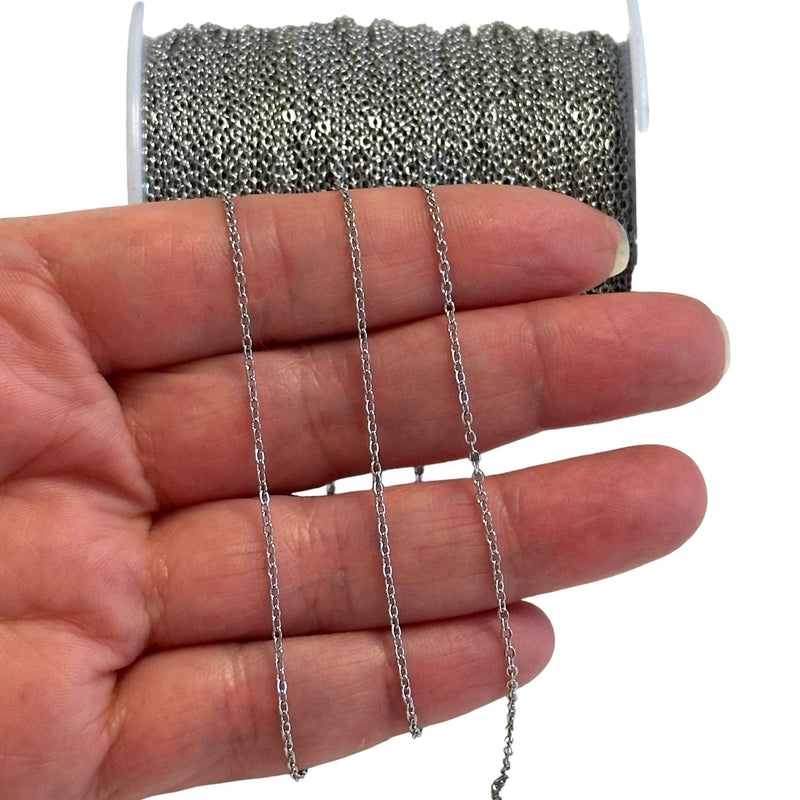 Waterproof Stainless Steel Cable Chain, Soldered Stainless Steel Chain 1.5x2mm