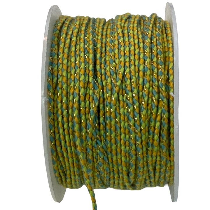 2mm Braided Jewellery Cord – Mustard, Lime &amp; Turquoise