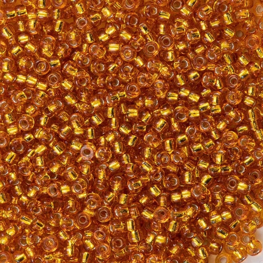 Miyuki Seed Beads 8/0 Duracoat Silver Lined Dyed Amber Gold, 4261-NEW!!!