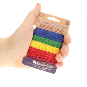 S-Lon Bead Cord 10 Yards Each Primary Colors Mix, 40 Yards Total