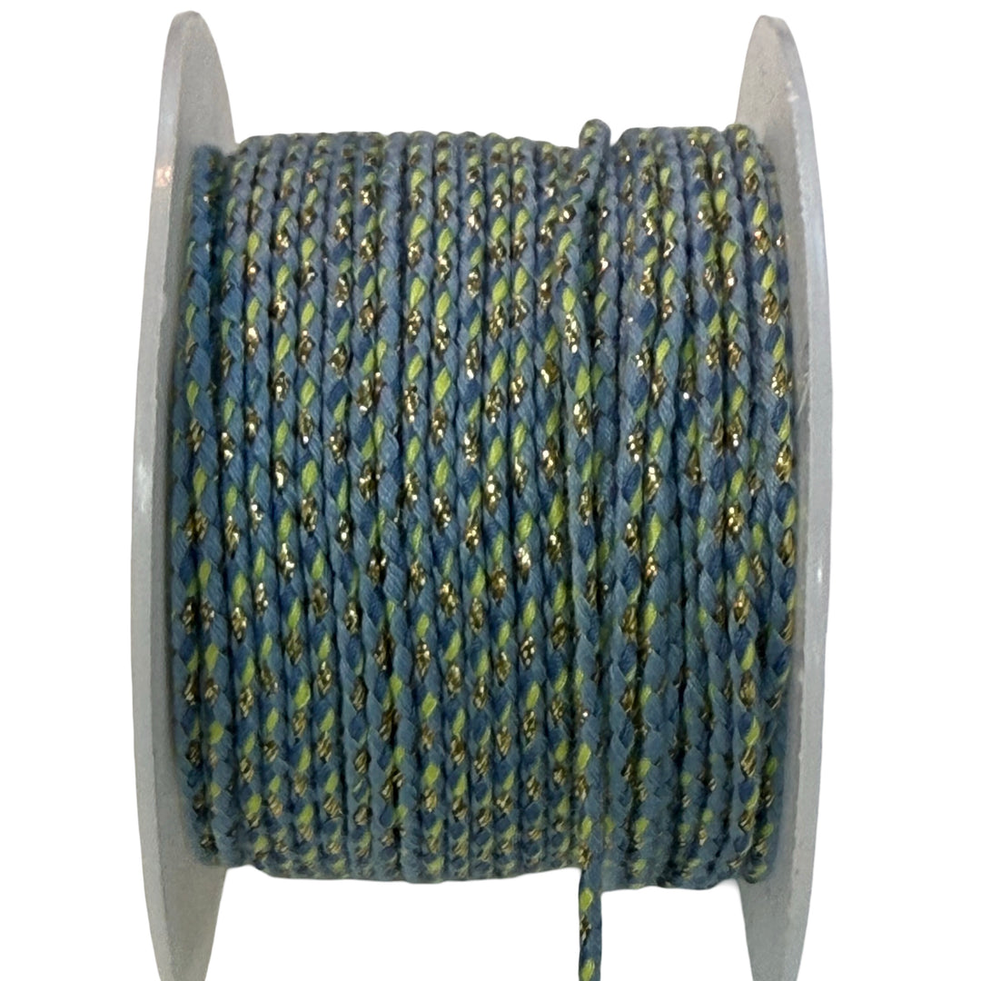2mm Braided Jewellery Cord – Denim Blue &amp; Lime Green
