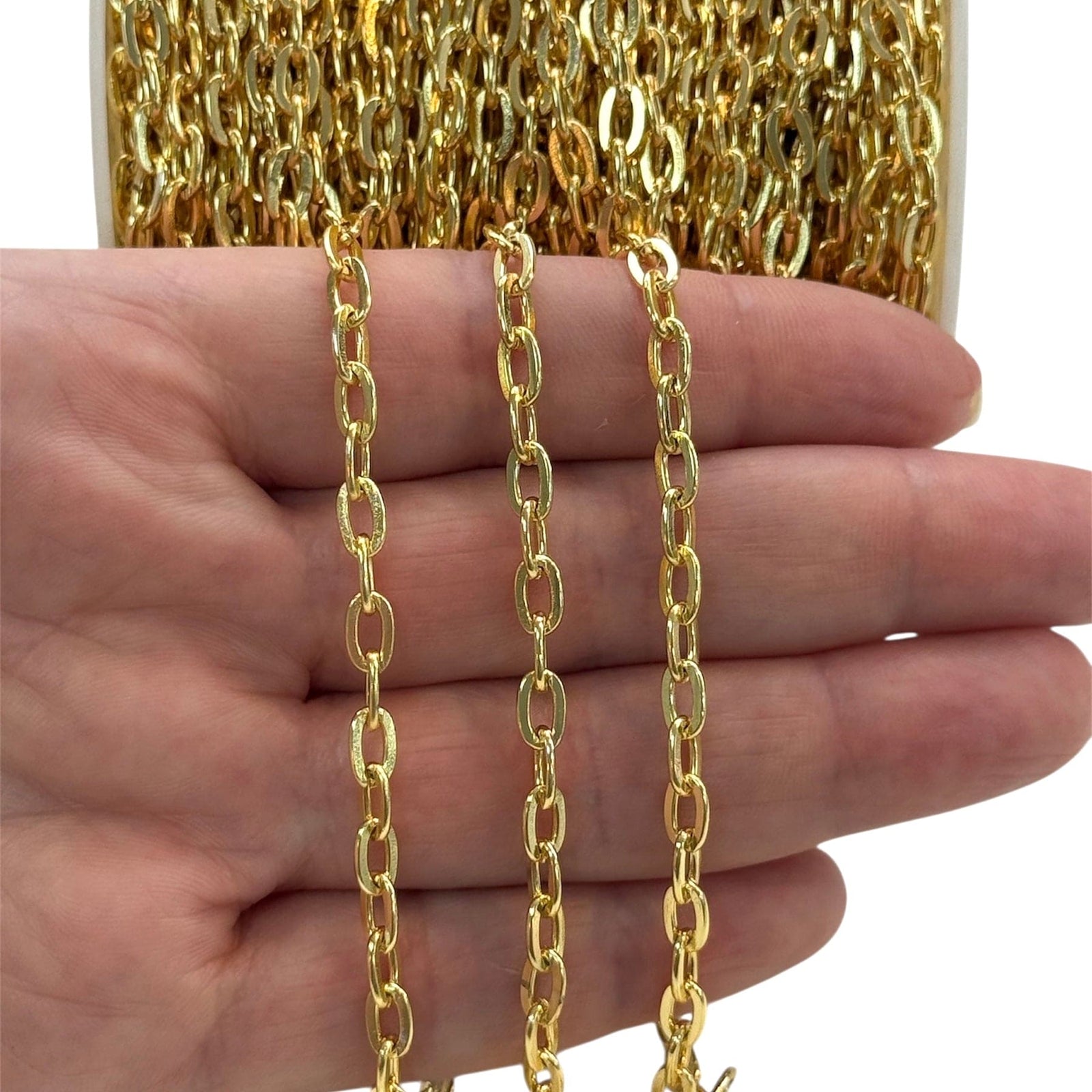 24Kt Gold Plated 6.5x4mm Open Link Chain, 1 Meter Gold Plated Link Chain