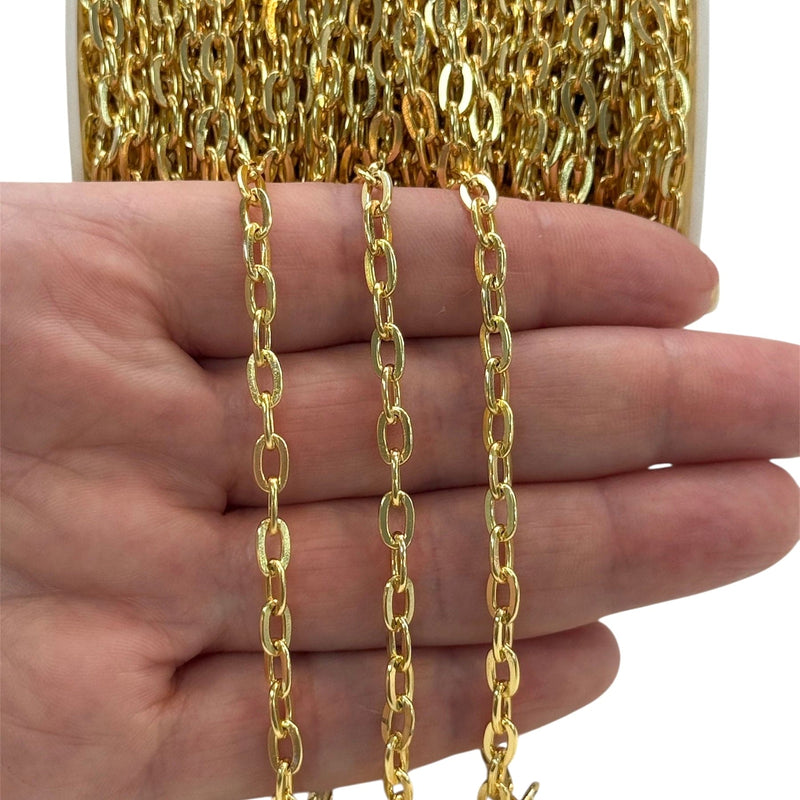 Chaîne à maillons ouverts plaquée or 24 carats 4x2,5 mm, chaîne à maillons plaqués or de 1 mètre