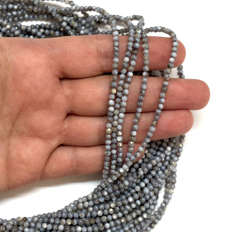 Perlmuttfarbene 3 mm glatte, runde Perlen
