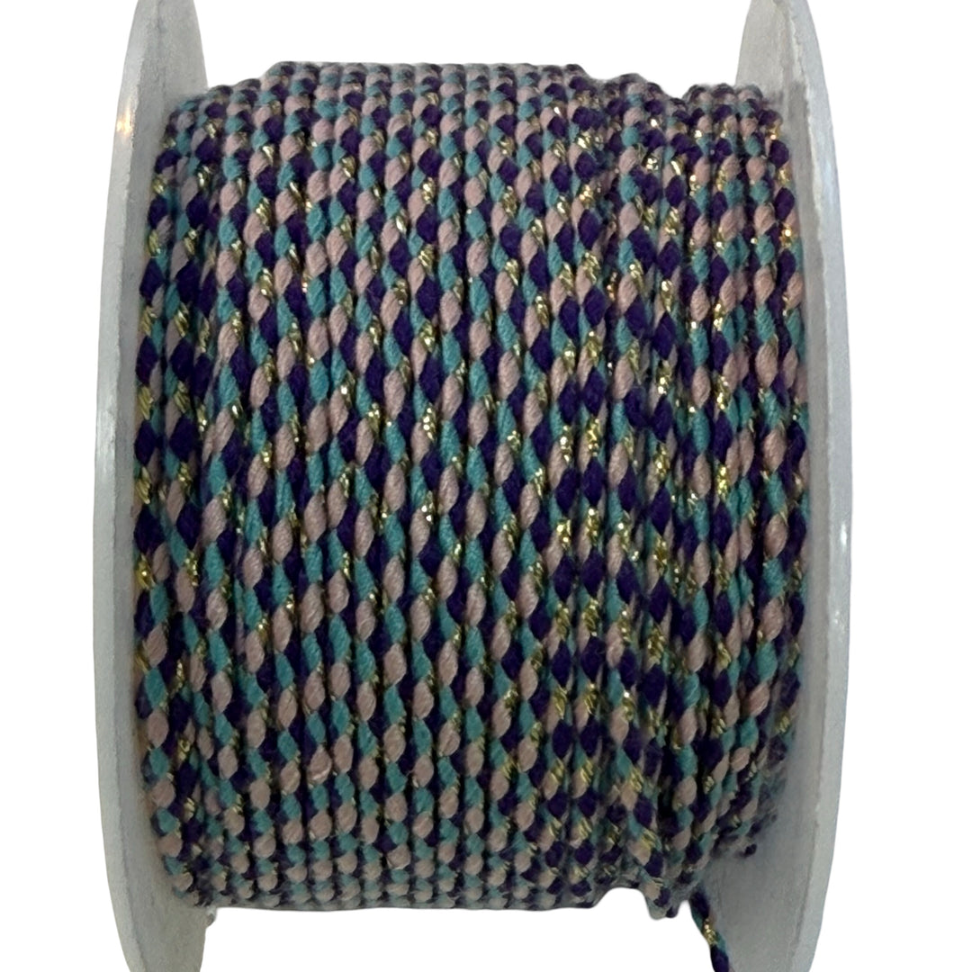 2mm Braided Jewellery Cord – Purple, Turquoise &amp; Pink