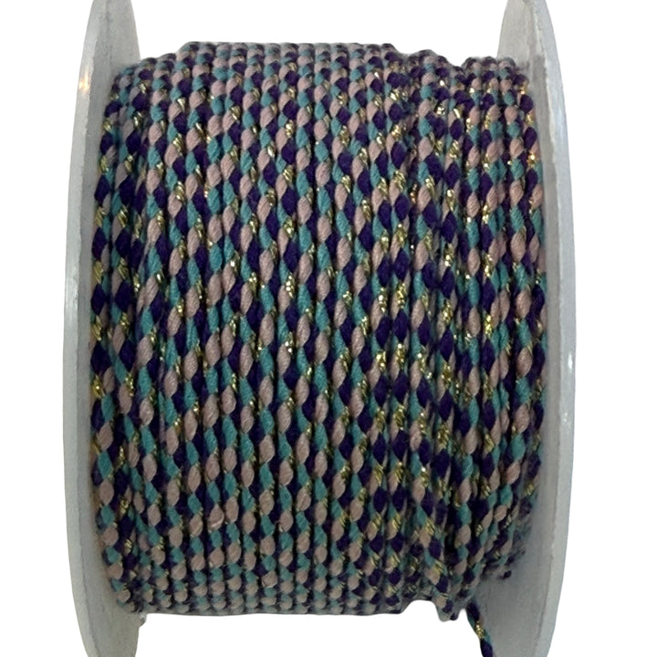 2mm Braided Jewellery Cord – Purple, Turquoise &amp; Pink
