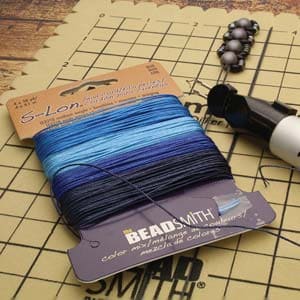 S-Lon Bead Cord 10 Yards Each Blue Mix, 40 Yards Total