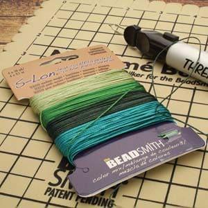 S-Lon Bead Cord 10 Yards Each Evergreen Mix, 40 Yards Total