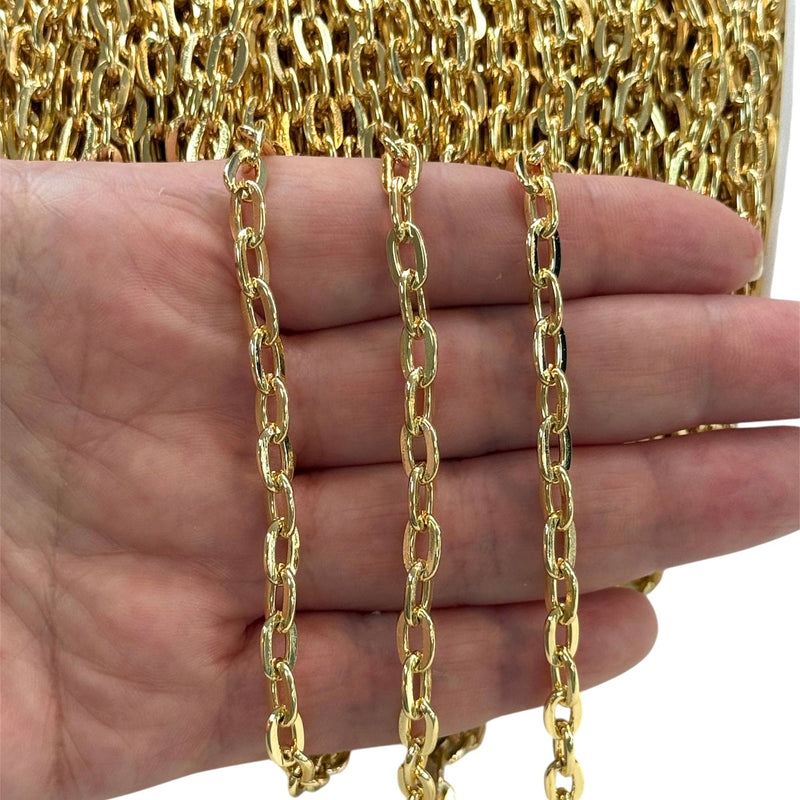 24Kt Gold Plated 8x5mm Open Link Chain, 1 Meter Gold Plated Link Chain