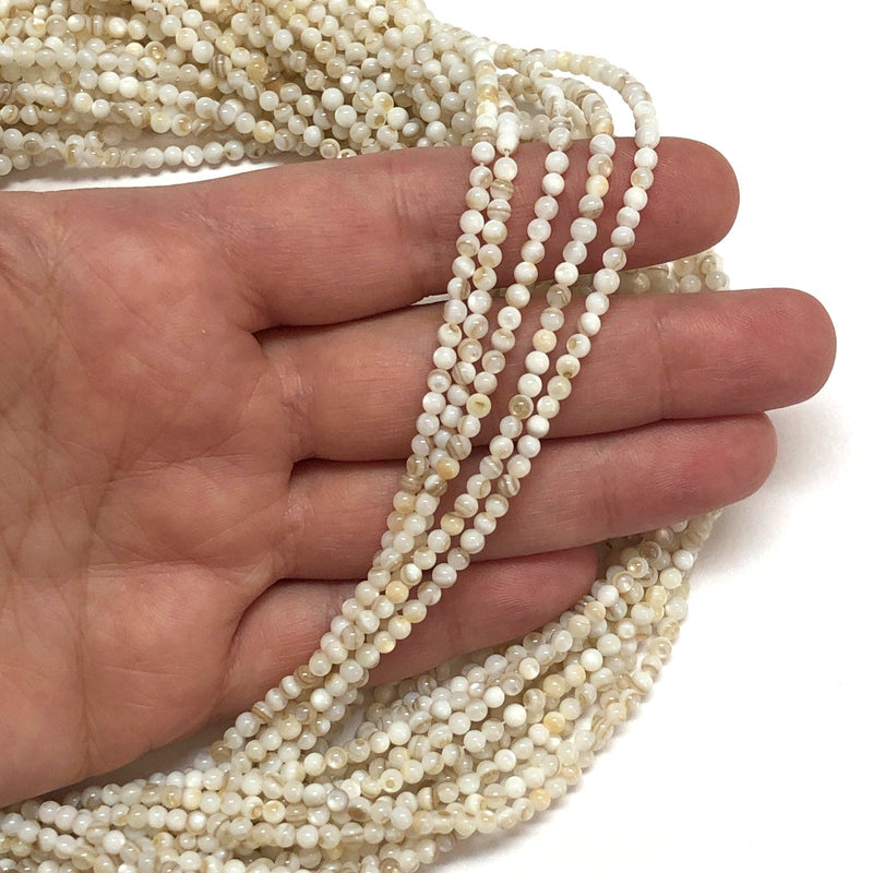 Perlmuttfarbene 3 mm glatte, runde Perlen