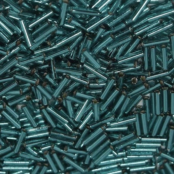 Miyuki Bugles size 6mm 2425 Silver Lined Teal ,Teal bugles 6mm,