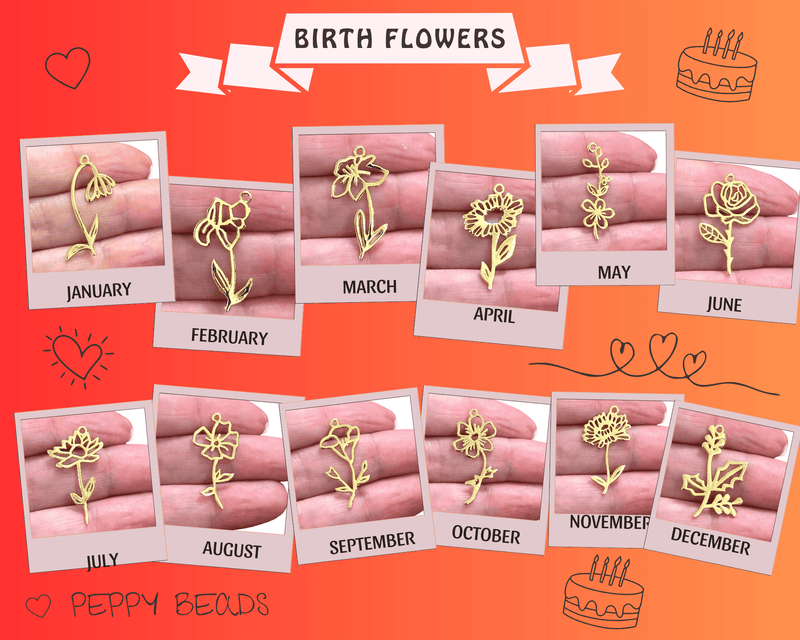 24Kt vergoldeter Geburtsblumen-Anhänger, Geburtsmonats-Blumenanhänger, goldene Blumenhalskette