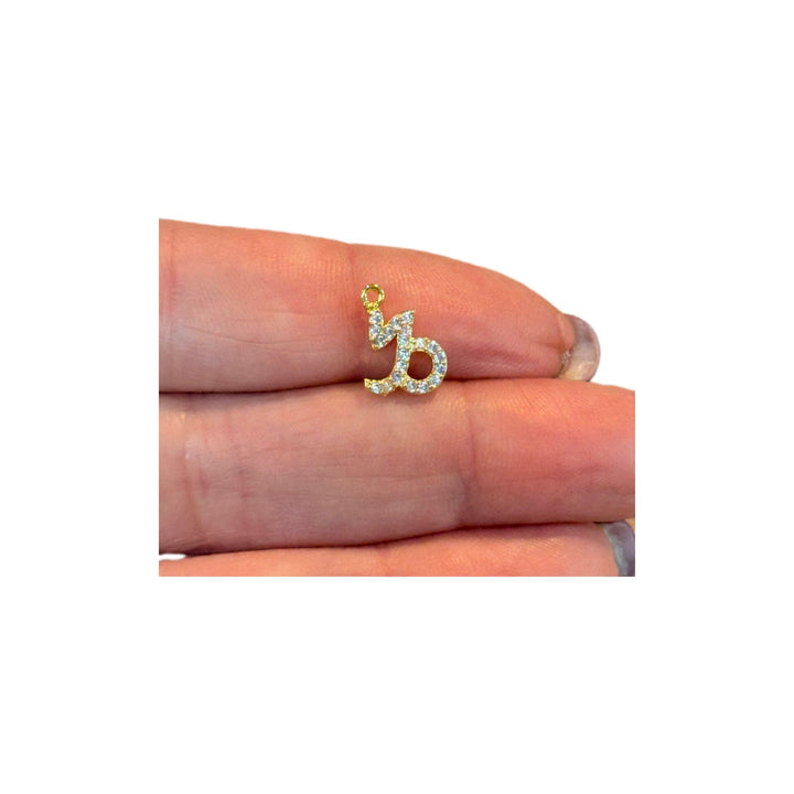 24Kt Gold Plated Brass CZ Zodiac Horoscope Sign, Constellation Medallion Pendant, Celestial Astrology Charm for Necklace Jewelry Making