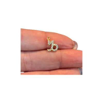 24Kt Gold Plated Brass CZ Zodiac Horoscope Sign, Constellation Medallion Pendant,  Celestial Astrology Charm for Necklace Jewelry Making