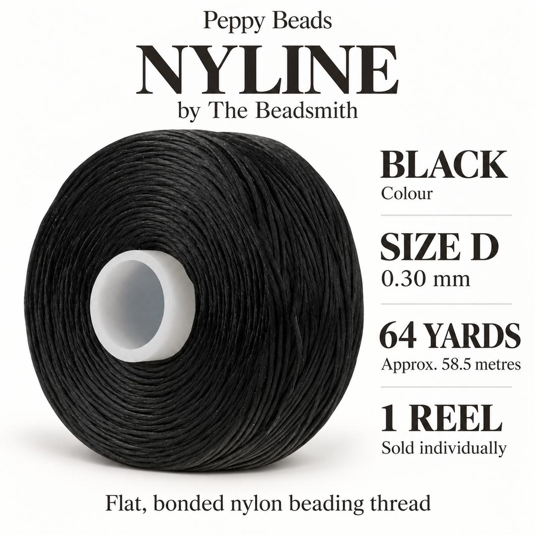 Beadsmith NYLINE Black Nylon Beading Thread – Size D 0.30mm