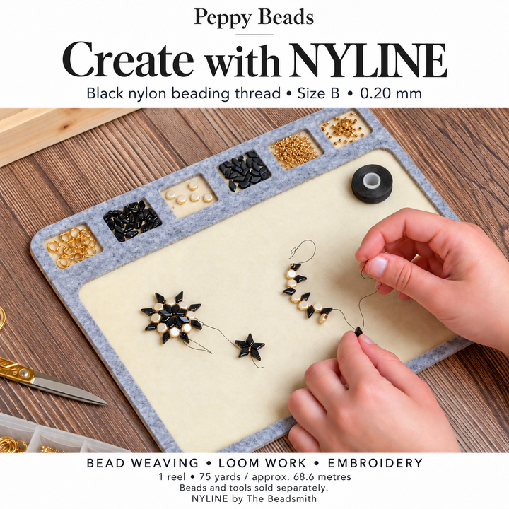Beadsmith NYLINE Black Nylon Beading Thread – Size B 0.20mm