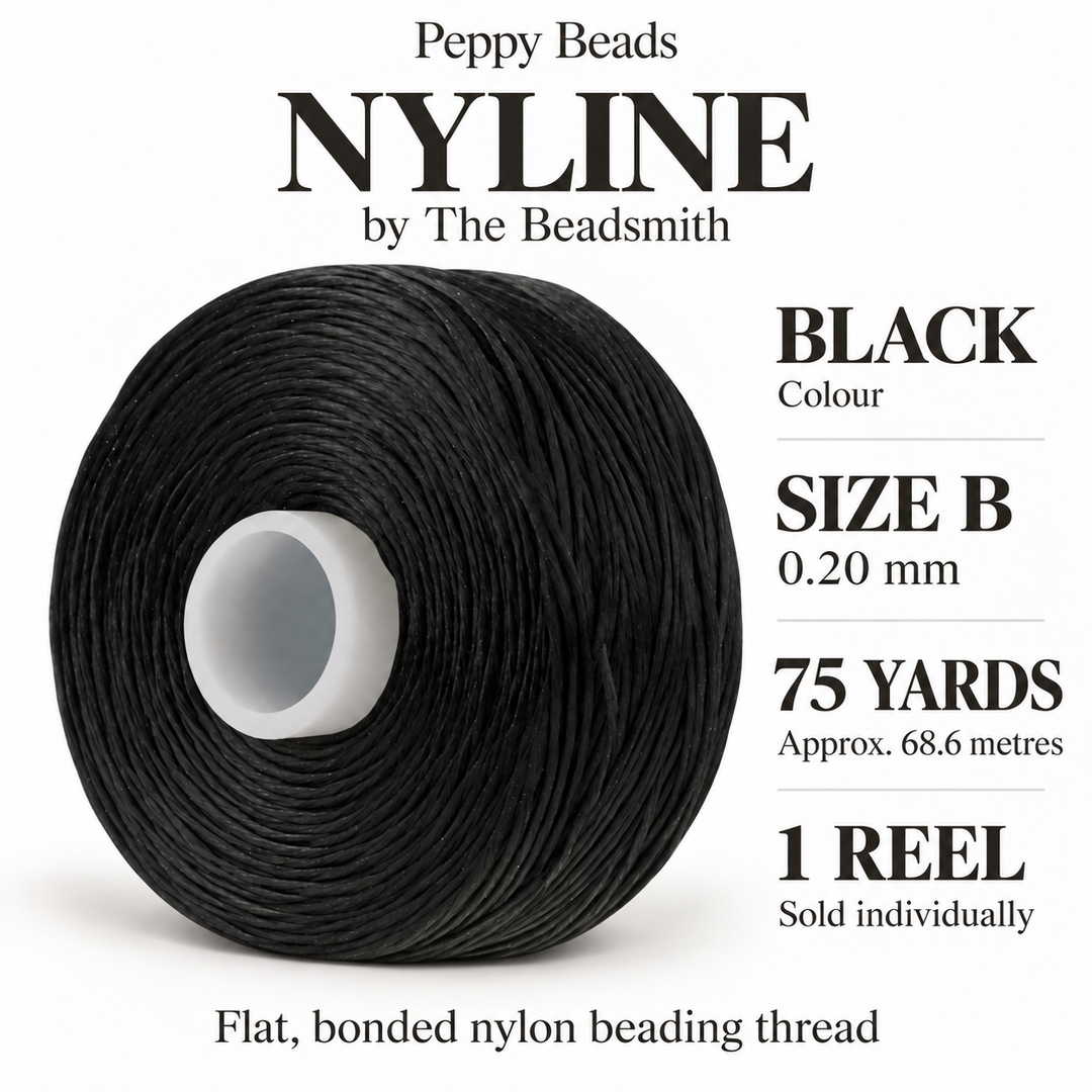 Beadsmith NYLINE Black Nylon Beading Thread – Size B 0.20mm