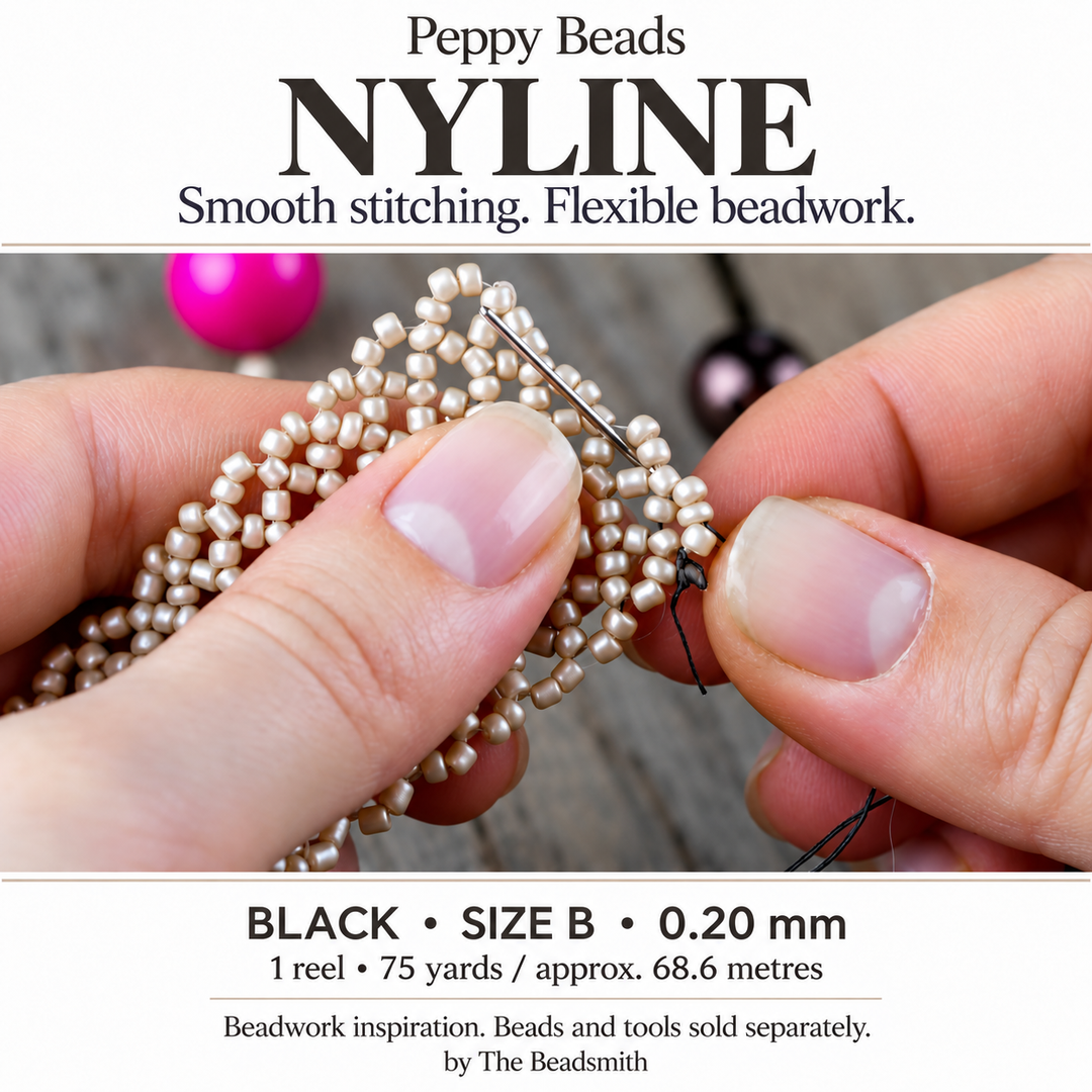 Beadsmith NYLINE Black Nylon Beading Thread – Size B 0.20mm